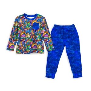 Ro Ro Riches Bamboo Mario Pocket Tee and Joggers Boys Size 7/8 NWOT